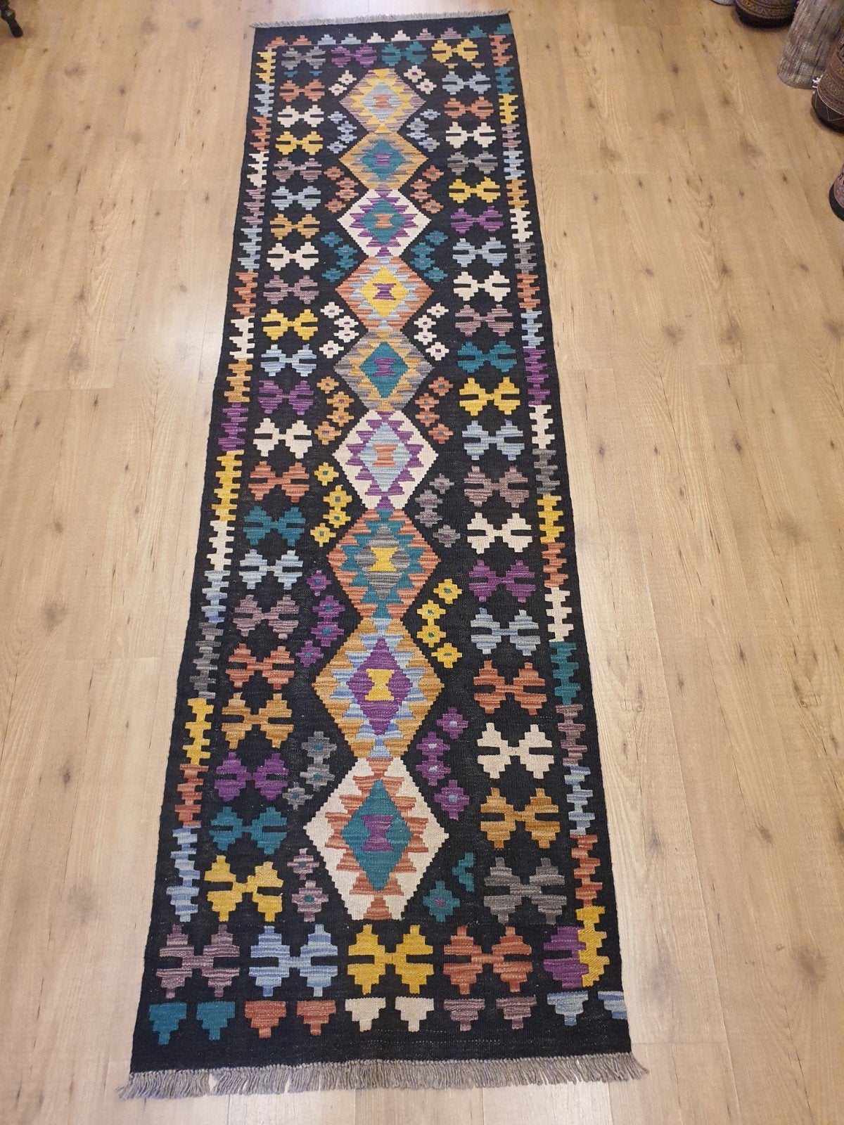 Handgeweven oosterse wollen kelim loper 287x80, Info@SlatsAntiek.nl, Vof Slats Antiek, Kelim, Rechthoekig