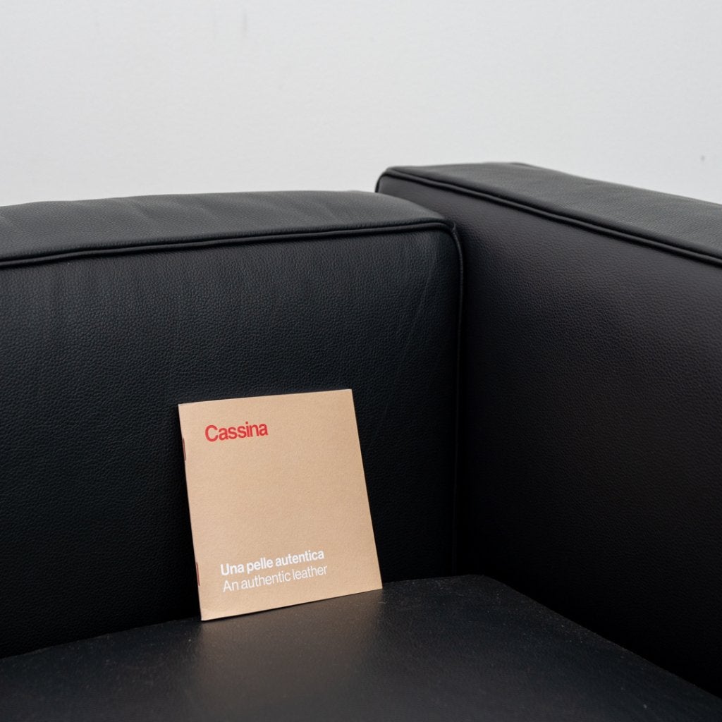 2x Cassina Le Corbusier LC3 Bank 3-zits Zwart Leer – Chroom, Niet ingevuld, Niet ingevuld, 75 tot 100 cm, Ophalen of Verzenden