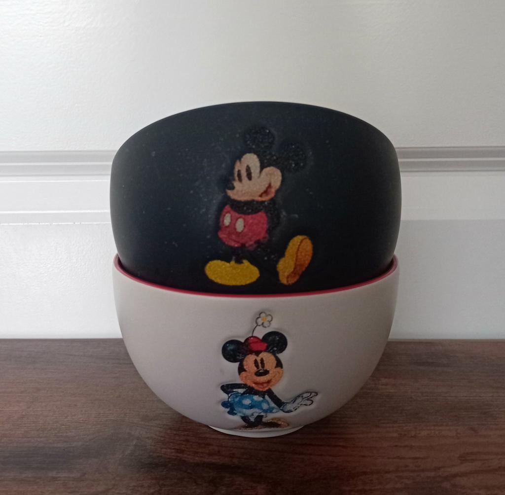 Set van 2 kommen Mickey Mouse en Minnie Mouse Disneyland, Ophalen of Verzenden, Mickey Mouse, Zo goed als nieuw