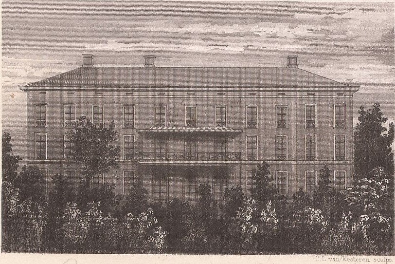 Het badhuis Bethesda, te Laag-Soeren Houtgravure Breitner, 1800 - 1899, Ophalen of Verzenden, 12 cm, 18 cm