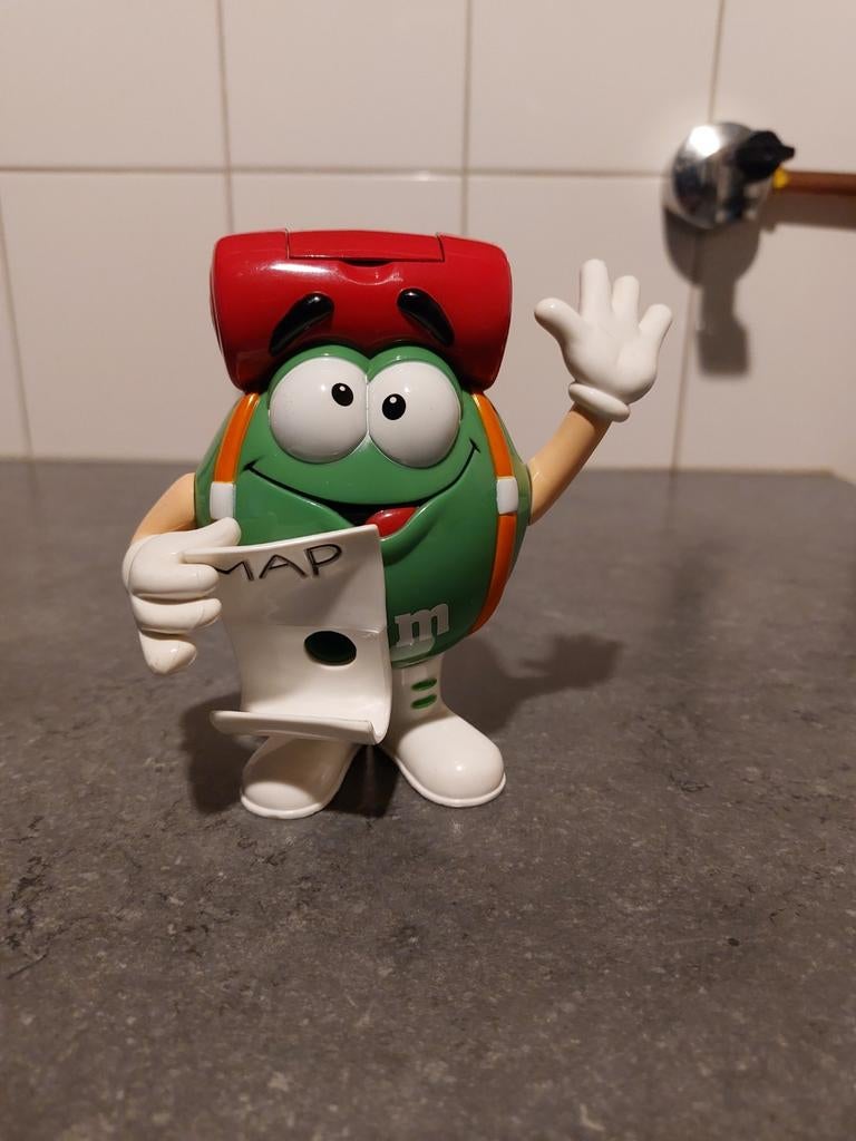 M&M's Dispenser Groene M&M Reiziger met Rugzak, Ophalen of Verzenden, Zo goed als nieuw