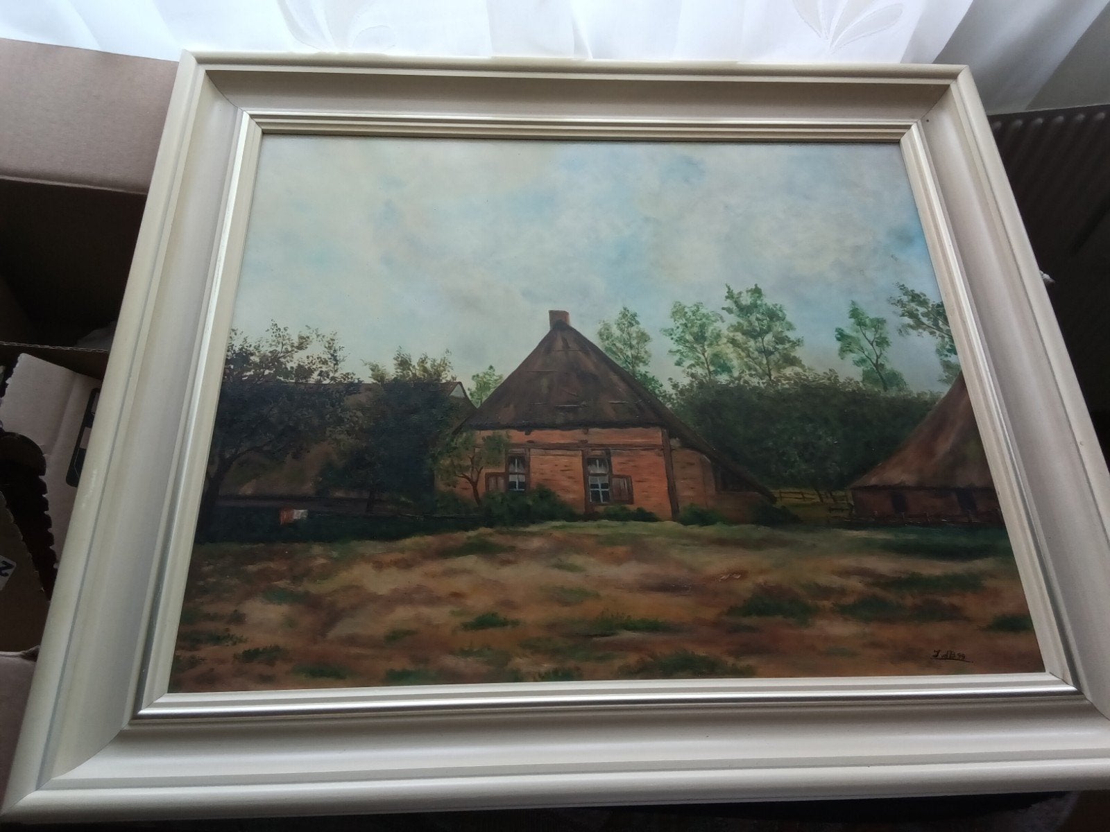 Schilderij: Oude Boerderij met rieten dak, Antiek en Kunst, Kunst | Schilderijen | Klassiek, Ophalen