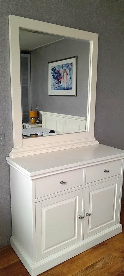 Commode met spiegel - Crème wit, Ophalen, Gebruikt