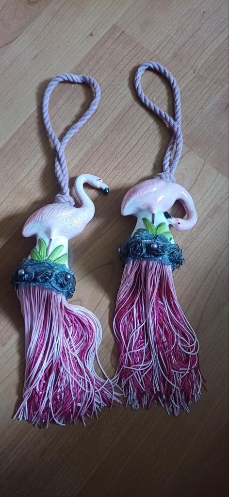 Stenen Flamingo Hangers met Kwastjes - Decoratief, Gebruikt, Overige stijlen, Roze, Ophalen of Verzenden
