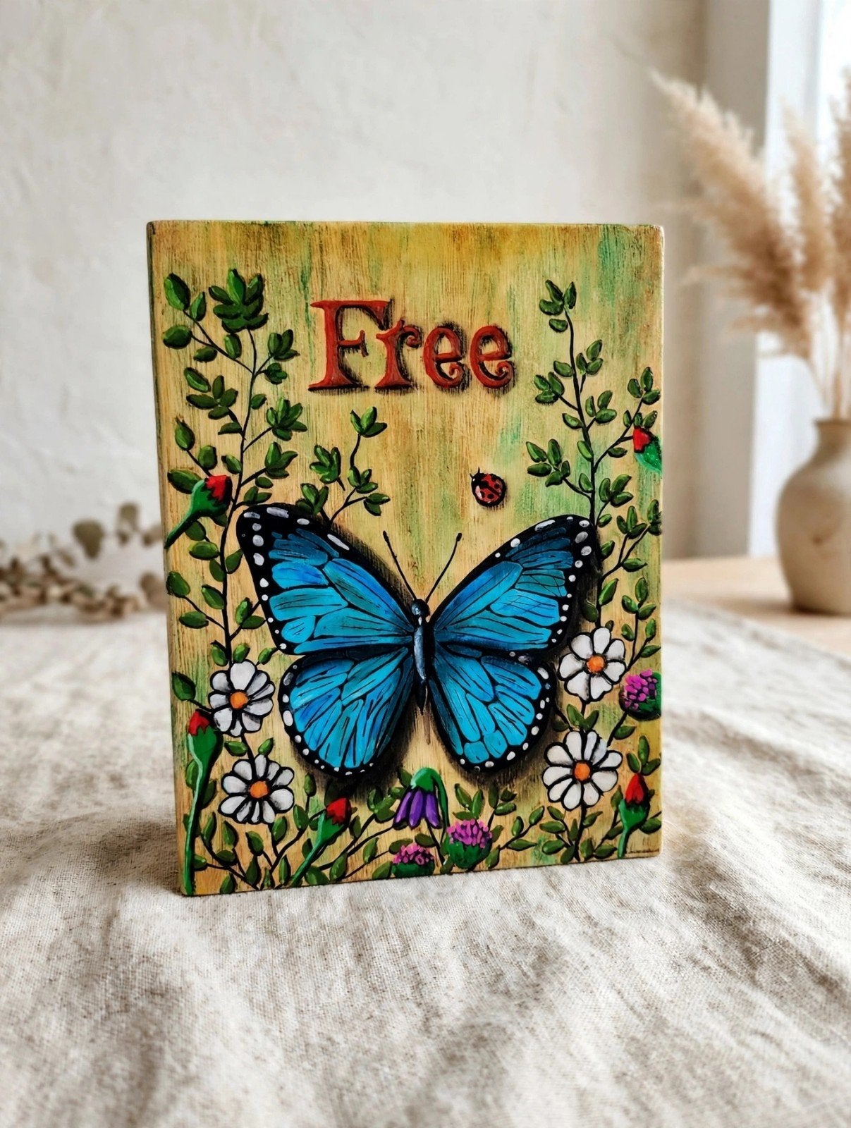 *Uniek handbeschilderd houten opbergkistje, Antiek en Kunst, Ophalen, Meerkleurig, Hout, Handgemaakt