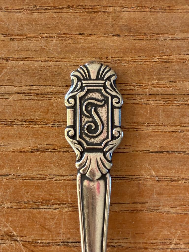 Vintage GN Gero 90 verzilverde theelepel monogram letter T, Antiek en Kunst, Antiek | Bestek, Ophalen of Verzenden