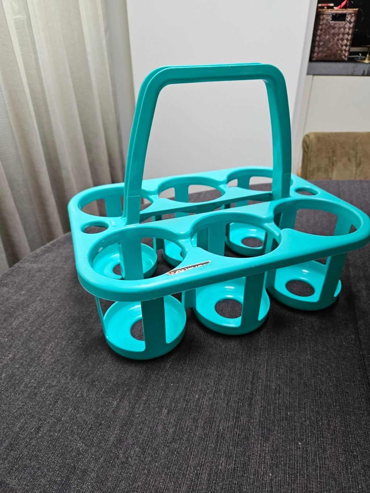 Curver flessenrek/drankdrager voor 6 flessen, turquoise, Ophalen of Verzenden, Gebruikt, Blauw, Kunststof