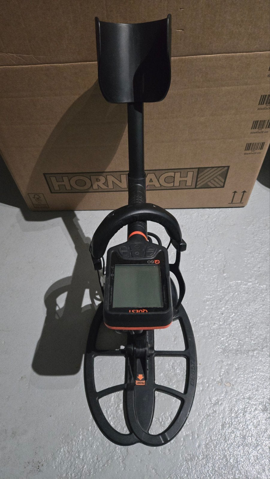 Quest Q60 Metaaldetector Compleet met Originele Doos, Hobby en Vrije tijd, Metaaldetectors, Zo goed als nieuw, Meer dan 30 cm