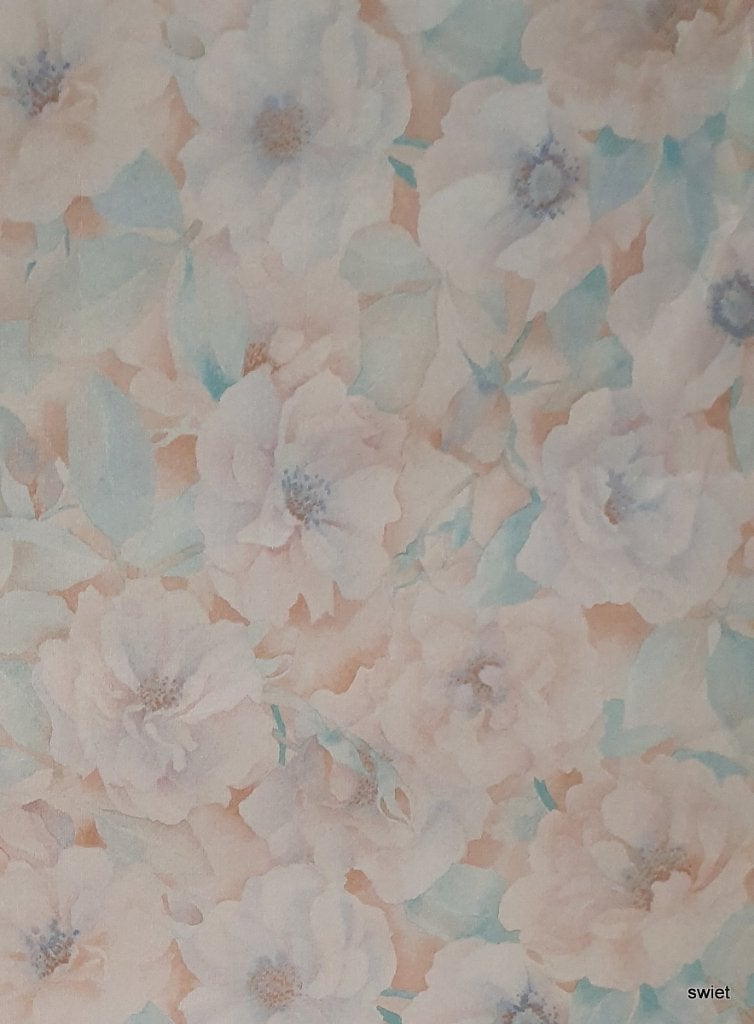 12407 Origineel vintage brocante bloemen behang swiet, Ophalen of Verzenden, Blauw