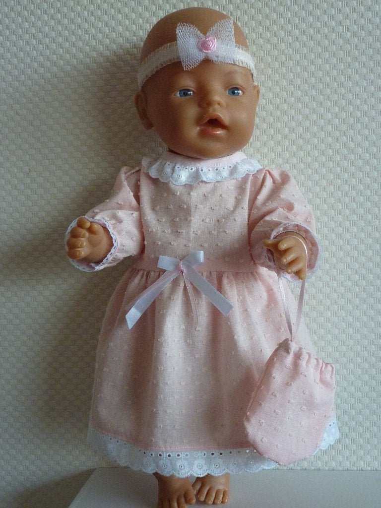 Jurkje/hoofdband/slofjes/vestje/pet voor de baby born pop, Ophalen of Verzenden, Nieuw, Babypop