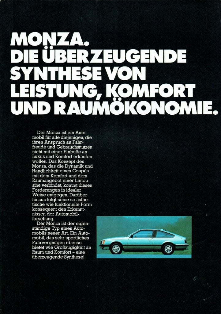 Folder Opel Monza (Duitse uitgave - 1979), Verzenden, Gelezen, Opel