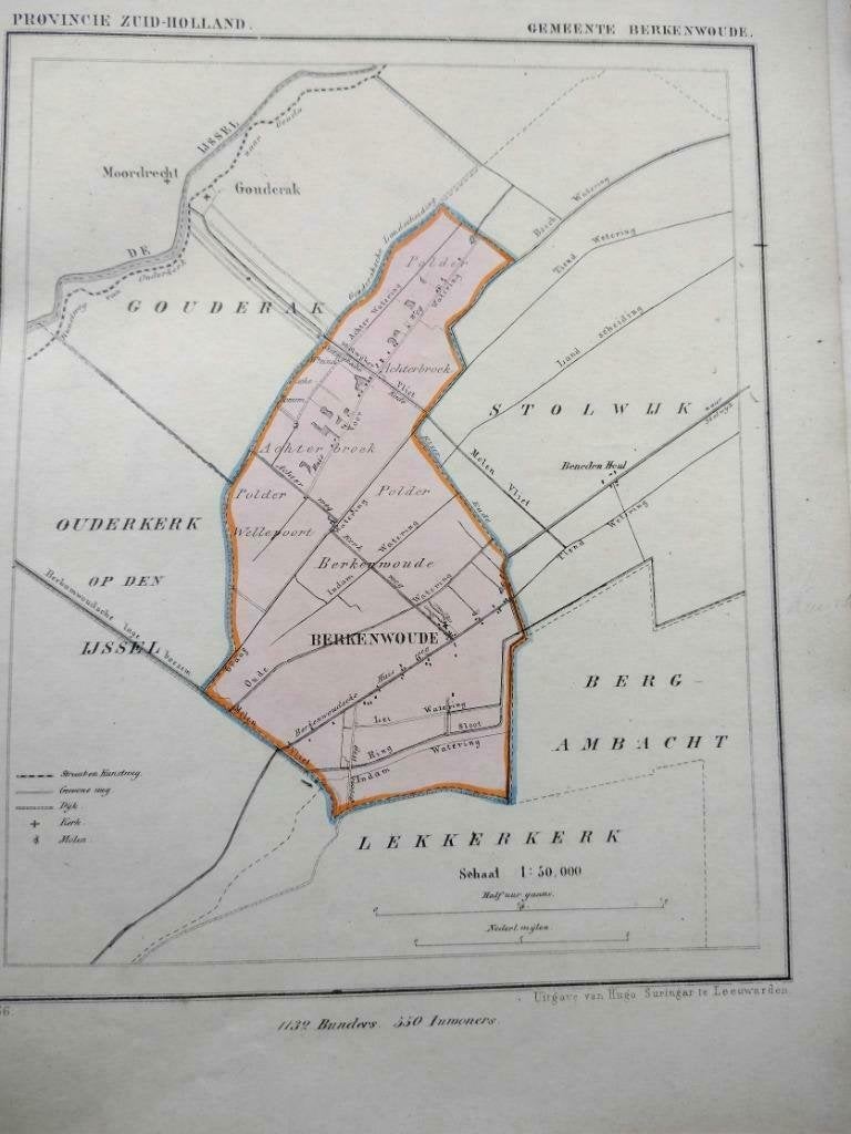 019 / Berkenwoude/ Achterbroek Litho 1866 Kuyper ZH, Ophalen of Verzenden
