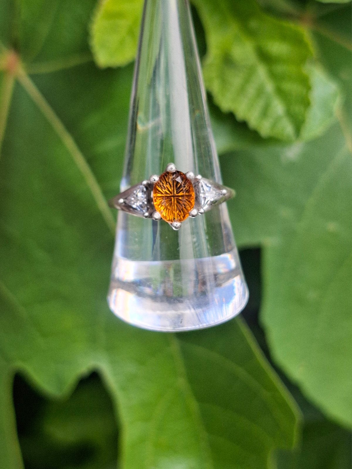 Handgemaakte Zilveren Ring met Fantasiegeslepen Citrien, Sieraden, Tassen en Uiterlijk, Ringen, Geel, Nieuw, Ophalen of Verzenden