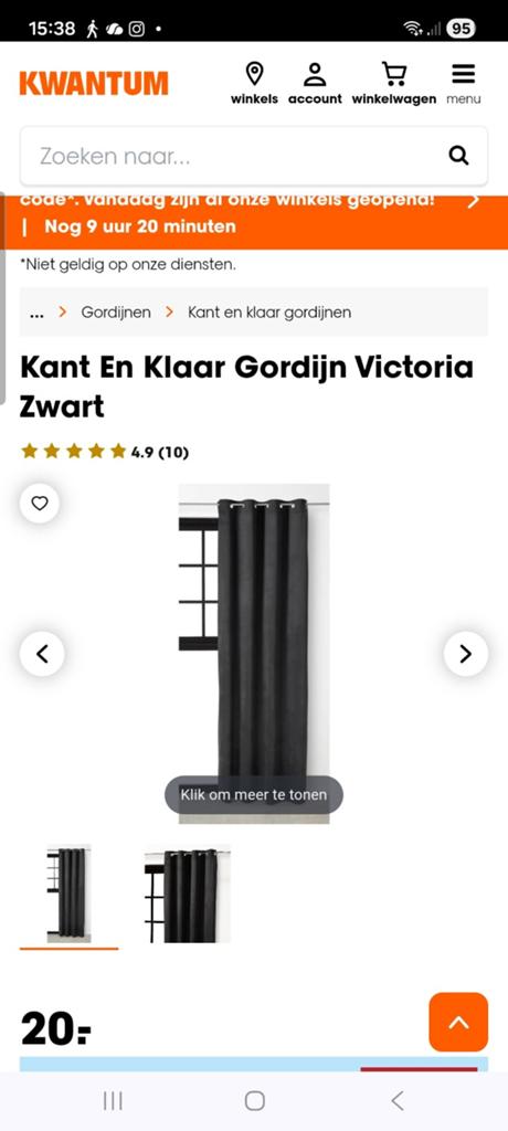 2x Gordijn met ringen 150x260 cm, nieuw in verpakking, 100 tot 150 cm, 200 cm of meer, Zwart, Nieuw