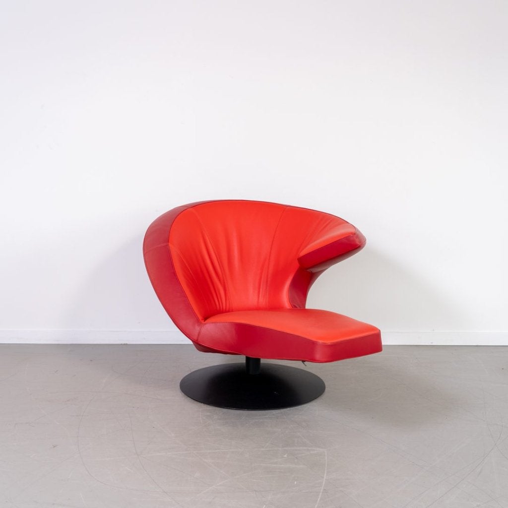 Leolux Parabolica Fauteuil Oranje/Rood Leer - Zwart, Niet ingevuld, Nieuw, Niet ingevuld, Niet ingevuld