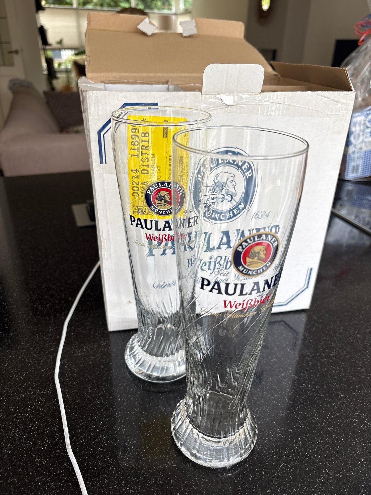 Paulaner Weissbier glazen - Set van 6, Ophalen of Verzenden, Nieuw, Glas of Glazen, Overige merken