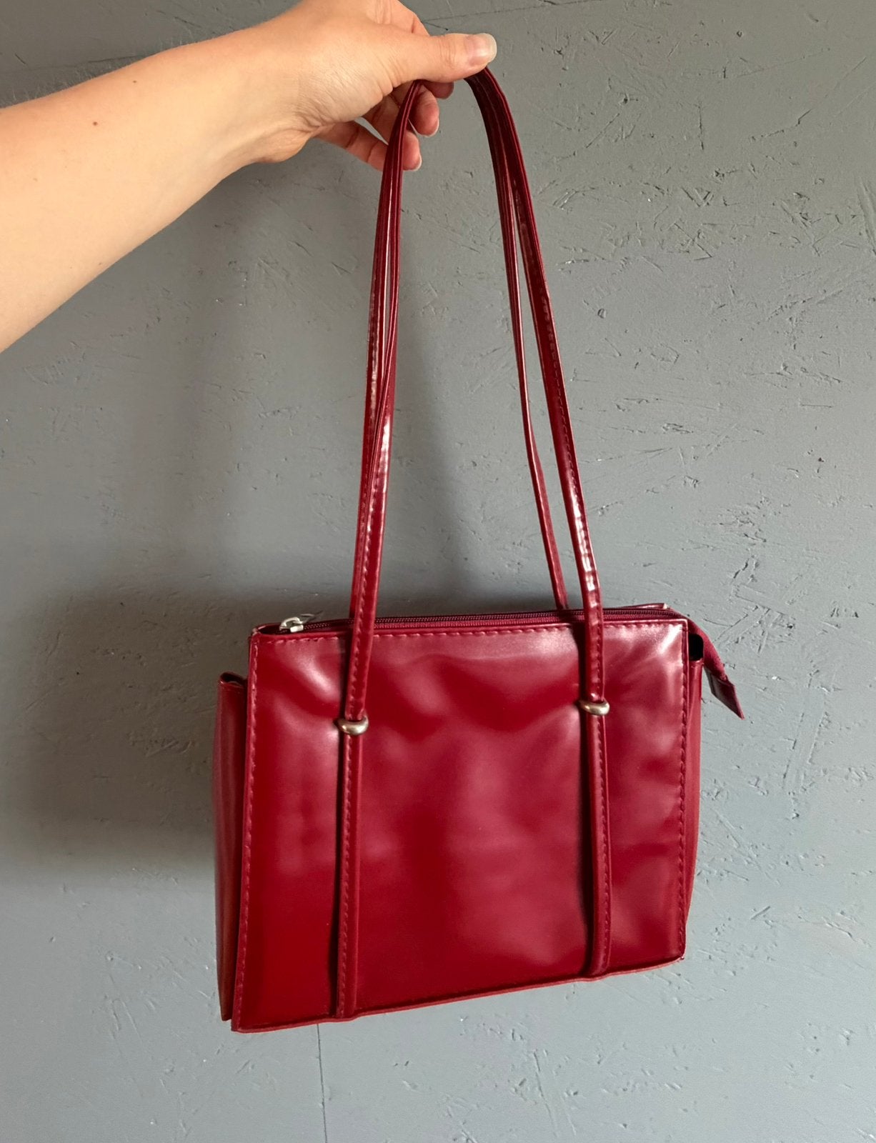 Vintage style bordeauxrode schoudertas Y2K 90s rood handtas, Ophalen of Verzenden, Zo goed als nieuw, Rood, Schoudertasje