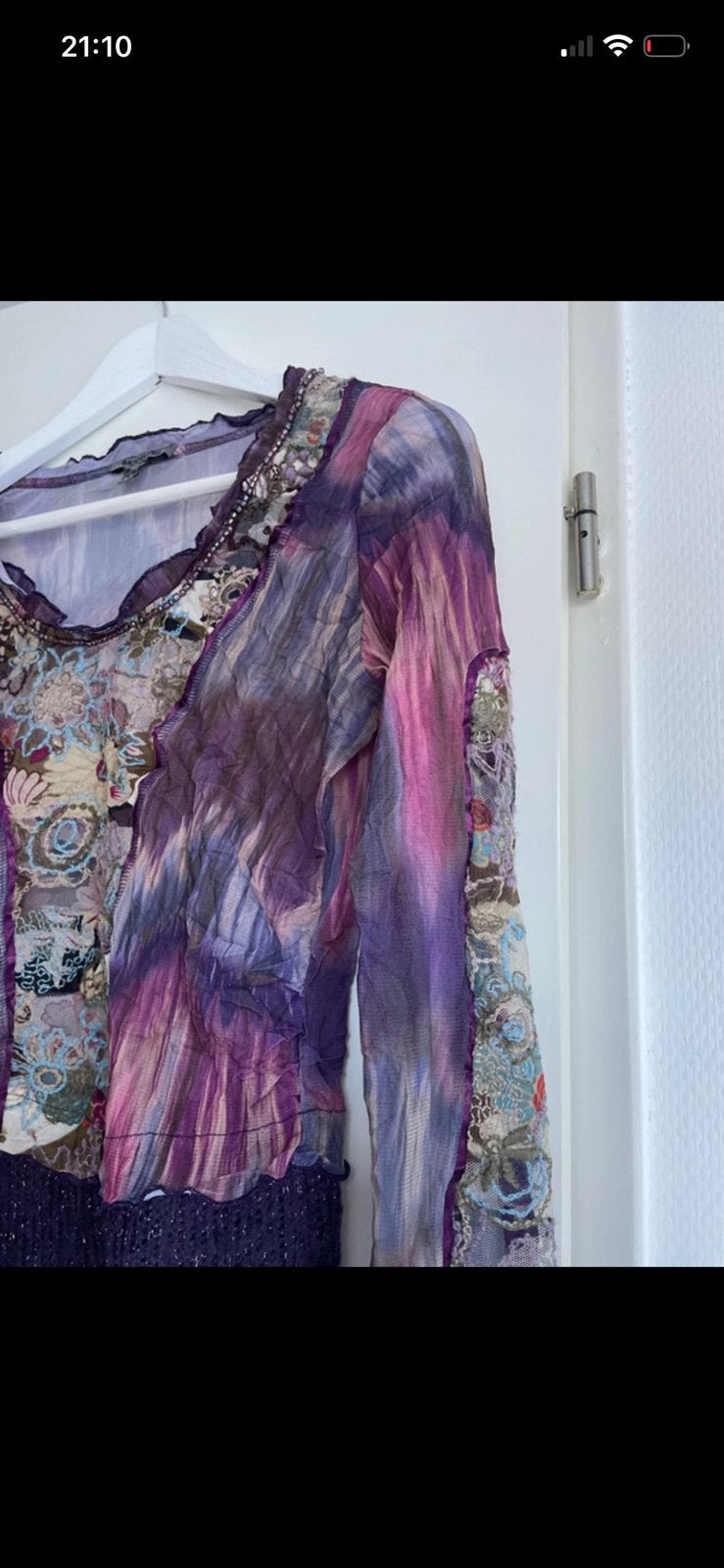 Bandolera Y2K boho mesh top met kralen & borduursels | S, Ophalen of Verzenden, Zo goed als nieuw, Paars