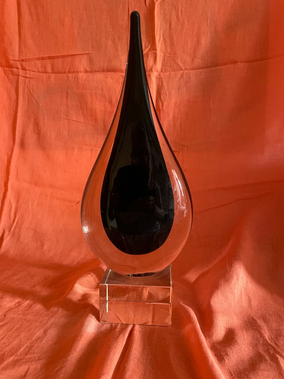 Kristallen Zwarte Teardrop met Etching en Kleurvulling, Ophalen of Verzenden