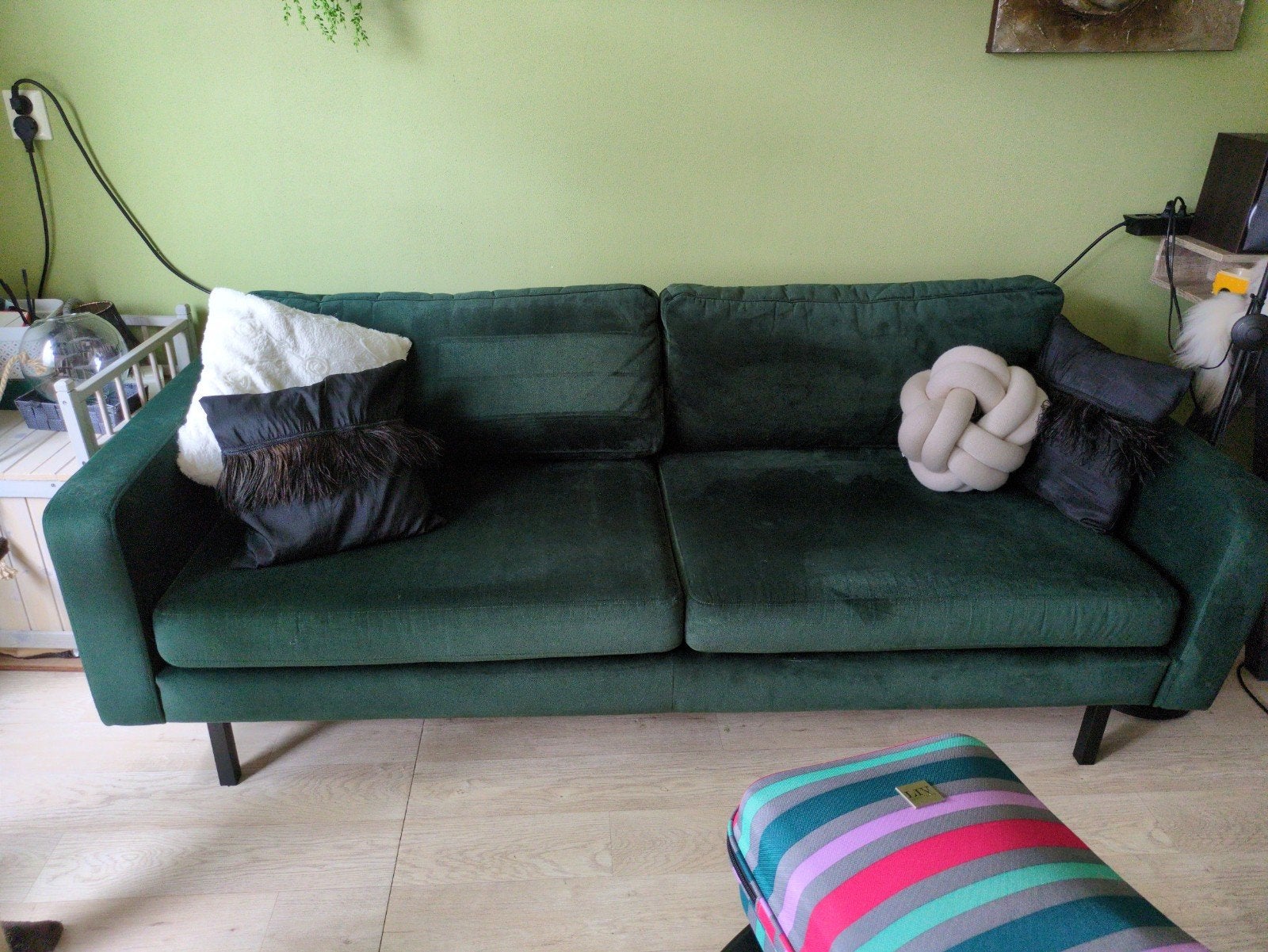 donker groene bankstel 2,5 sits, Huis en Inrichting, Ophalen, 250 tot 300 cm, 75 tot 100 cm, Zo goed als nieuw