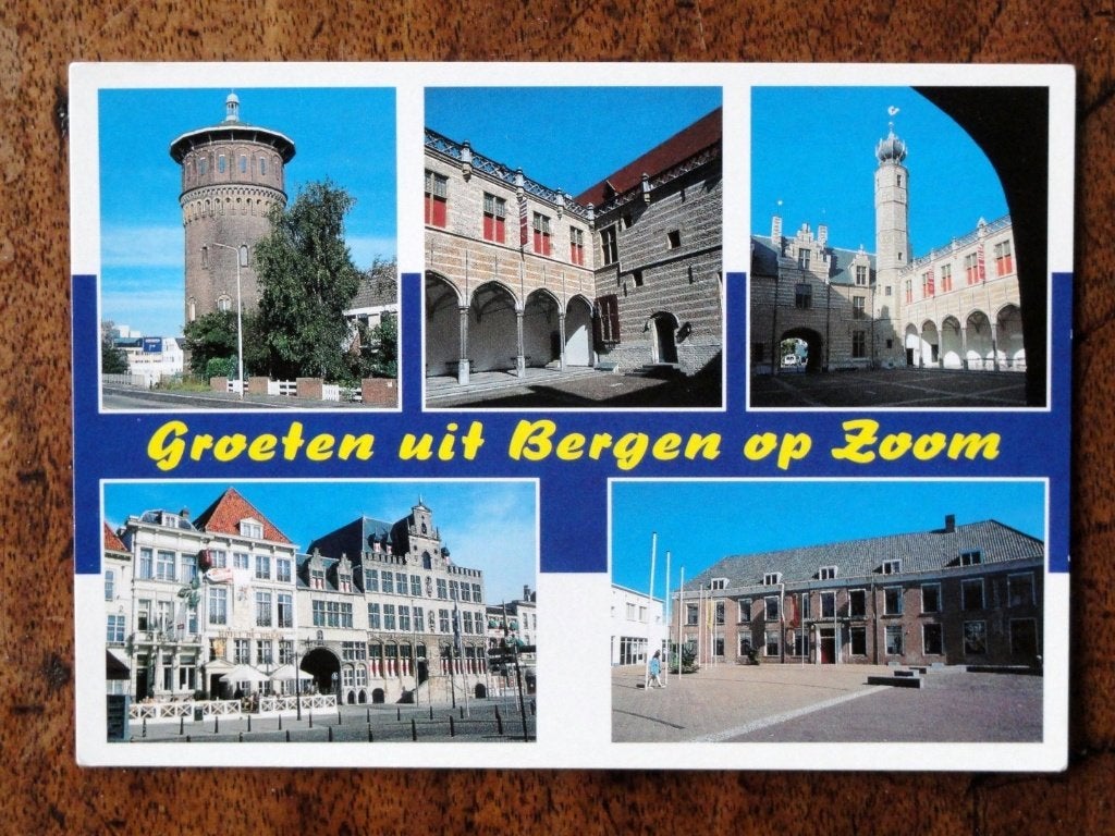 Bergen op Zoom: vijfluik met o.a. Watertoren, Ophalen of Verzenden, Voor 1920, Noord-Brabant