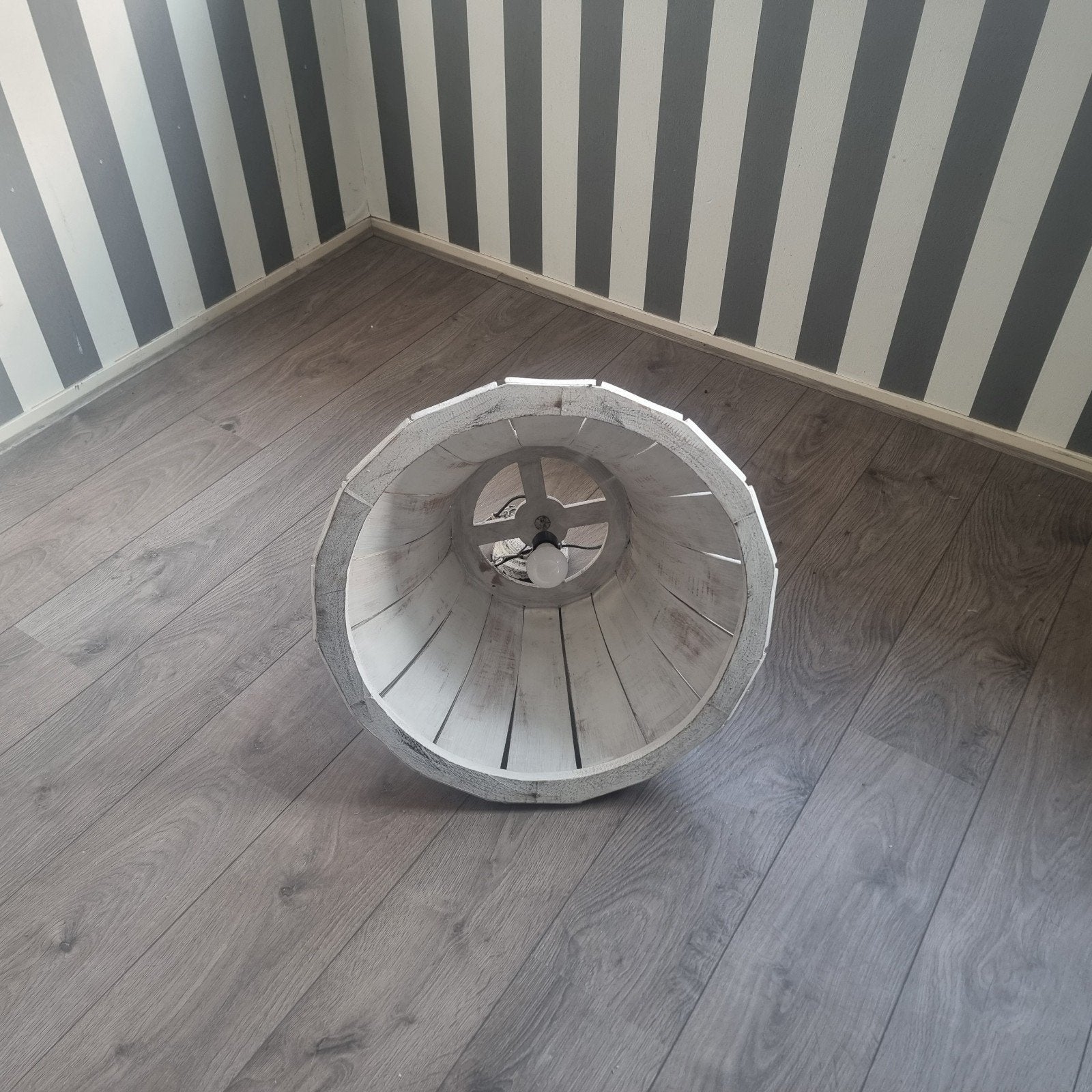 Witte houten hanglampenkap - Landelijke stijl, Hanglamp, Gebruikt, Wit, Rond