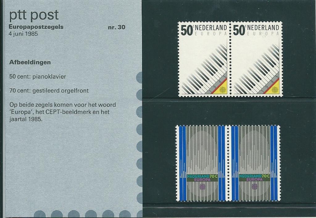 Postzegelmapje nummer 30 - Europapostzegels - jaar 1985., Verzenden, Na 1940, Postfris