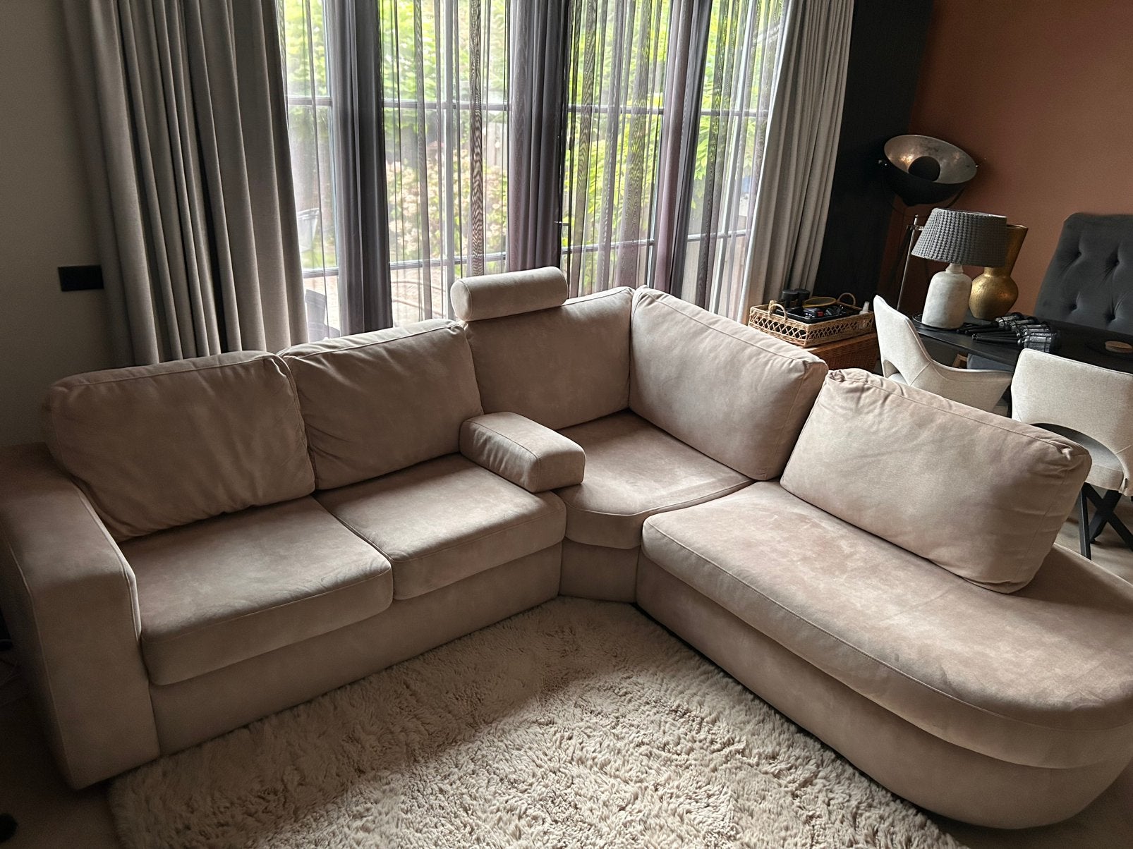 SEVN Soof hoekbank 265x240 cm | beige/taupe, Huis en Inrichting, Ophalen, Zo goed als nieuw