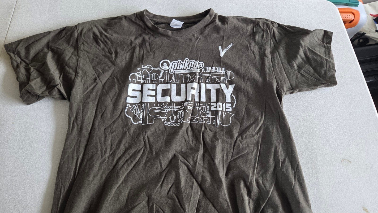 Pinkpop Security 2015 T-shirt Maat L, Maat 52/54 (L), Verzenden, B&C Collection, Gedragen