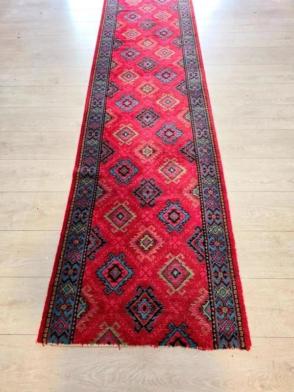 Vintage Afghan Mishwani Hand-Knotted Hallway Runner (5.6m), Ophalen of Verzenden, Overige kleuren, Rechthoekig, 200 cm of meer