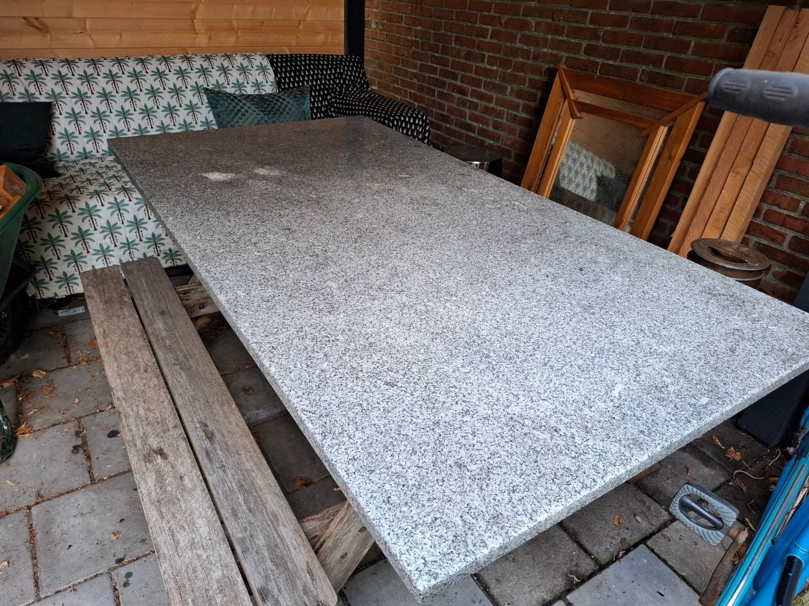 Mooi granieten tuintafelblad 180 x 95 cm, Ophalen, Gebruikt, Rechthoekig, Overige materialen
