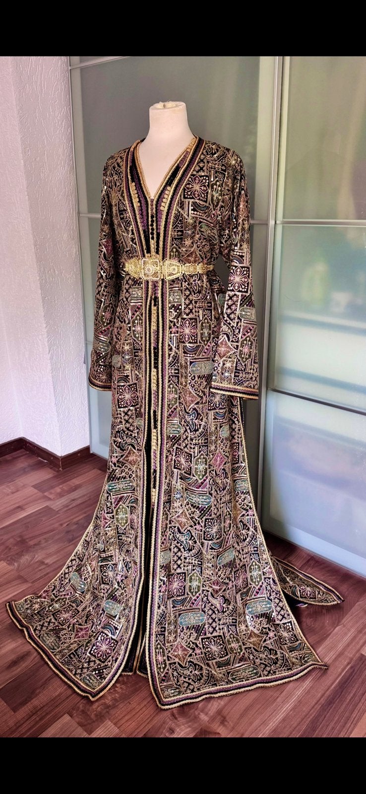 Marokkaanse jurk - Takchita (Kaftan/Djelaba), Zwart, Maat 46/48 (XL) of groter, Ophalen of Verzenden, Zo goed als nieuw