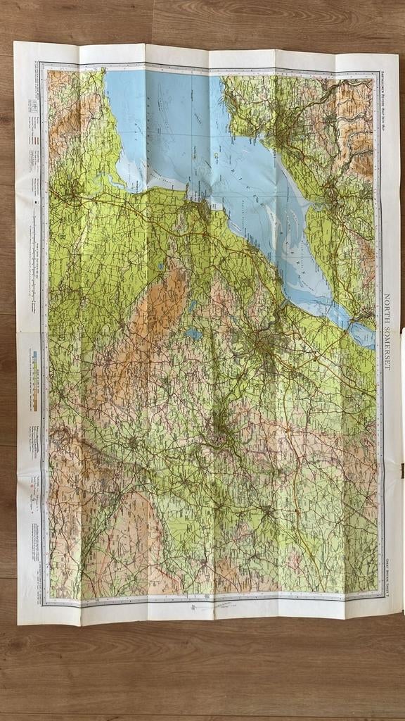Oude Engelse uitvouwbare landkaart North West Somerset, Boeken, Atlassen en Landkaarten, Gelezen, Verenigd Koninkrijk, Ophalen of Verzenden