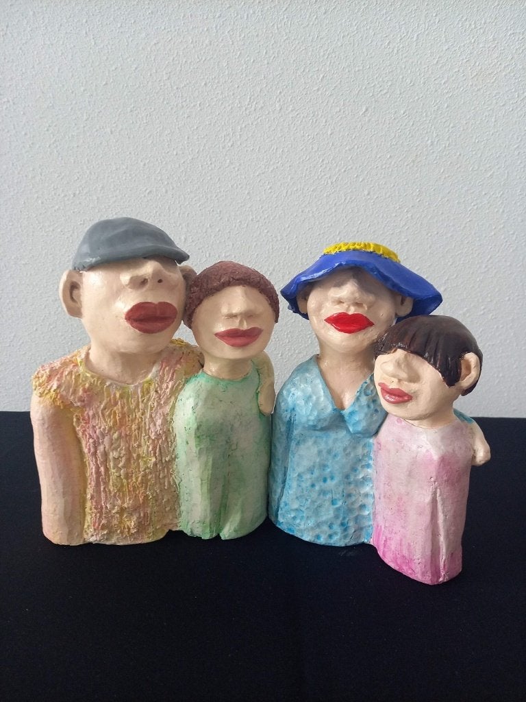 GEZINNETJE, beeld, keramiek, Verzamelen, Beelden en Beeldjes, Ophalen, Nieuw, Fantasy