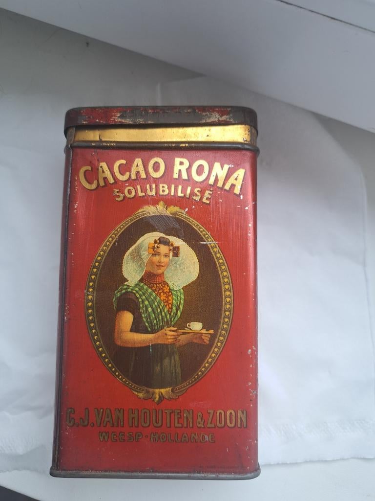 Van Houten Cacao blikje 250 gram, Verzamelen, Blikken, Ophalen of Verzenden, Gebruikt, Overige, Overige merken
