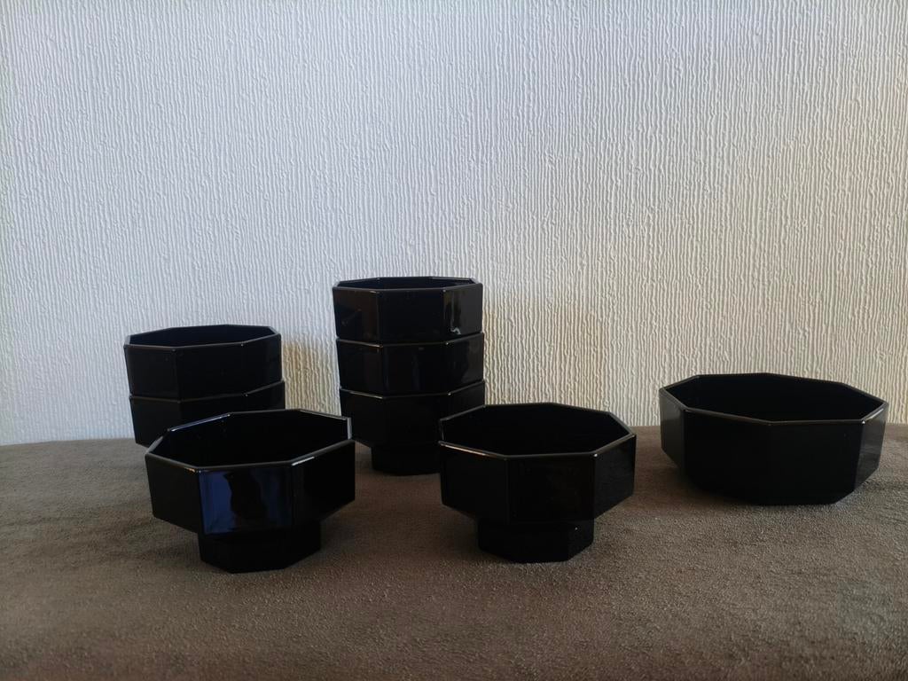 Set van 8 onderdelen Arcoroc Octime, zwart, Verzamelen, Ophalen of Verzenden, Zo goed als nieuw, Overige typen
