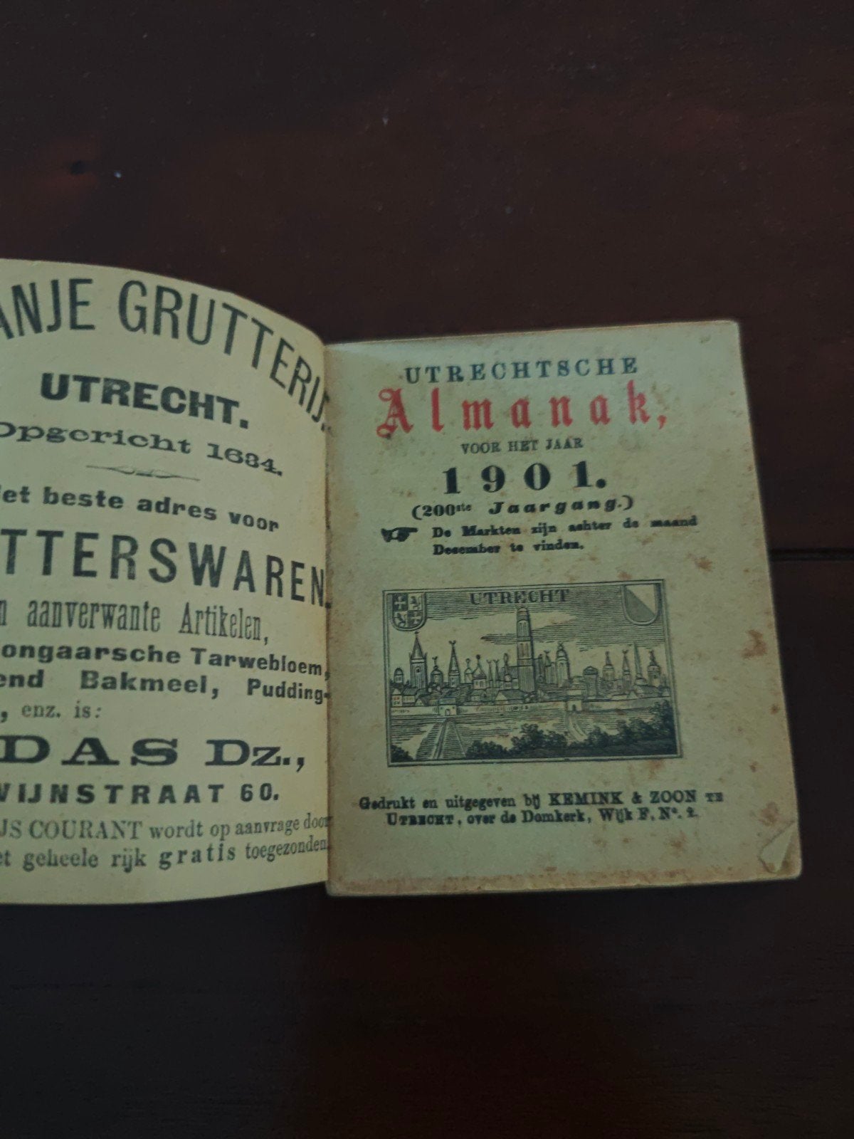 Utrechtsche Almanak uit 1901 - Zeldzaam Historisch Boekje, Ophalen of Verzenden, Kemink & Zoon (uitgever)