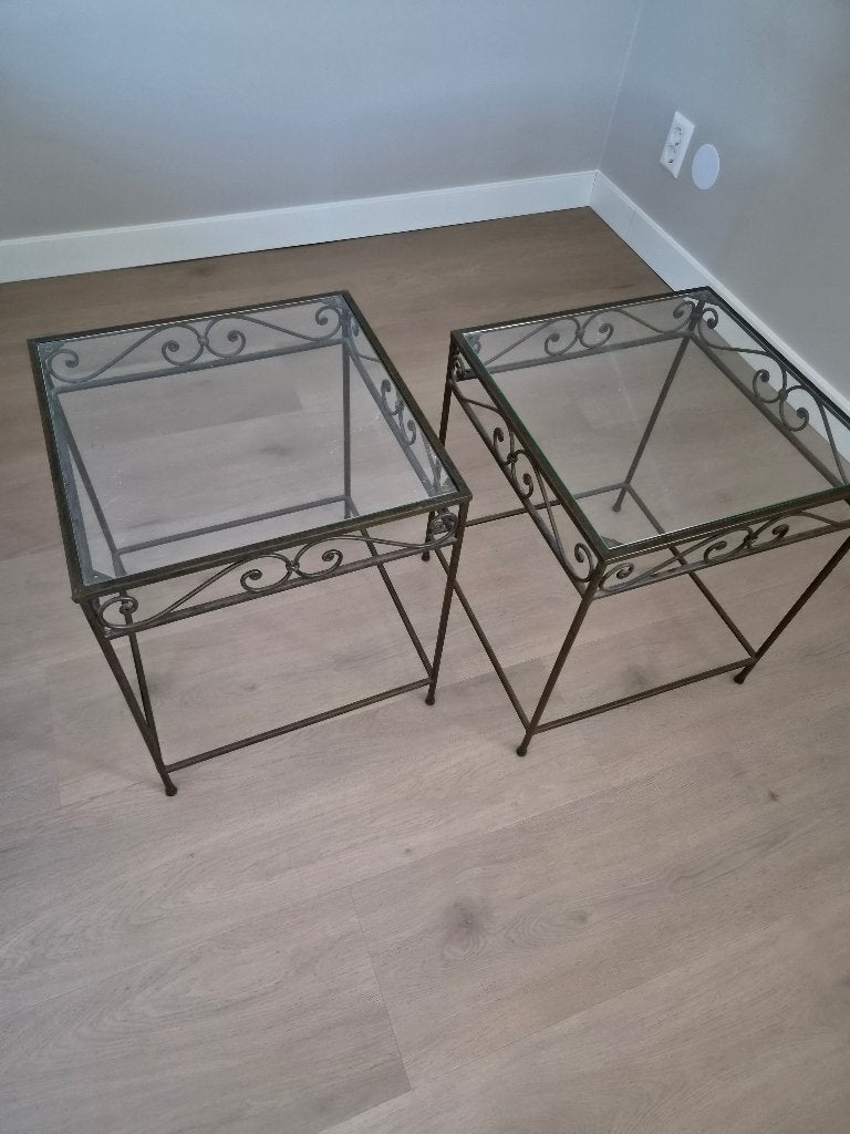 Bijzet tafeltjes, Huis en Inrichting, Tafels | Bijzettafels, Minder dan 55 cm, Metaal of Aluminium, Vierkant, Zo goed als nieuw
