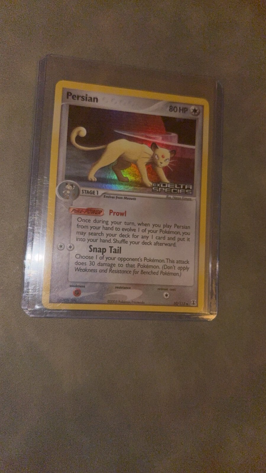 Persian 50/113 pokemon kaart delta specie holo stamp vintage, Ophalen of Verzenden, Zo goed als nieuw