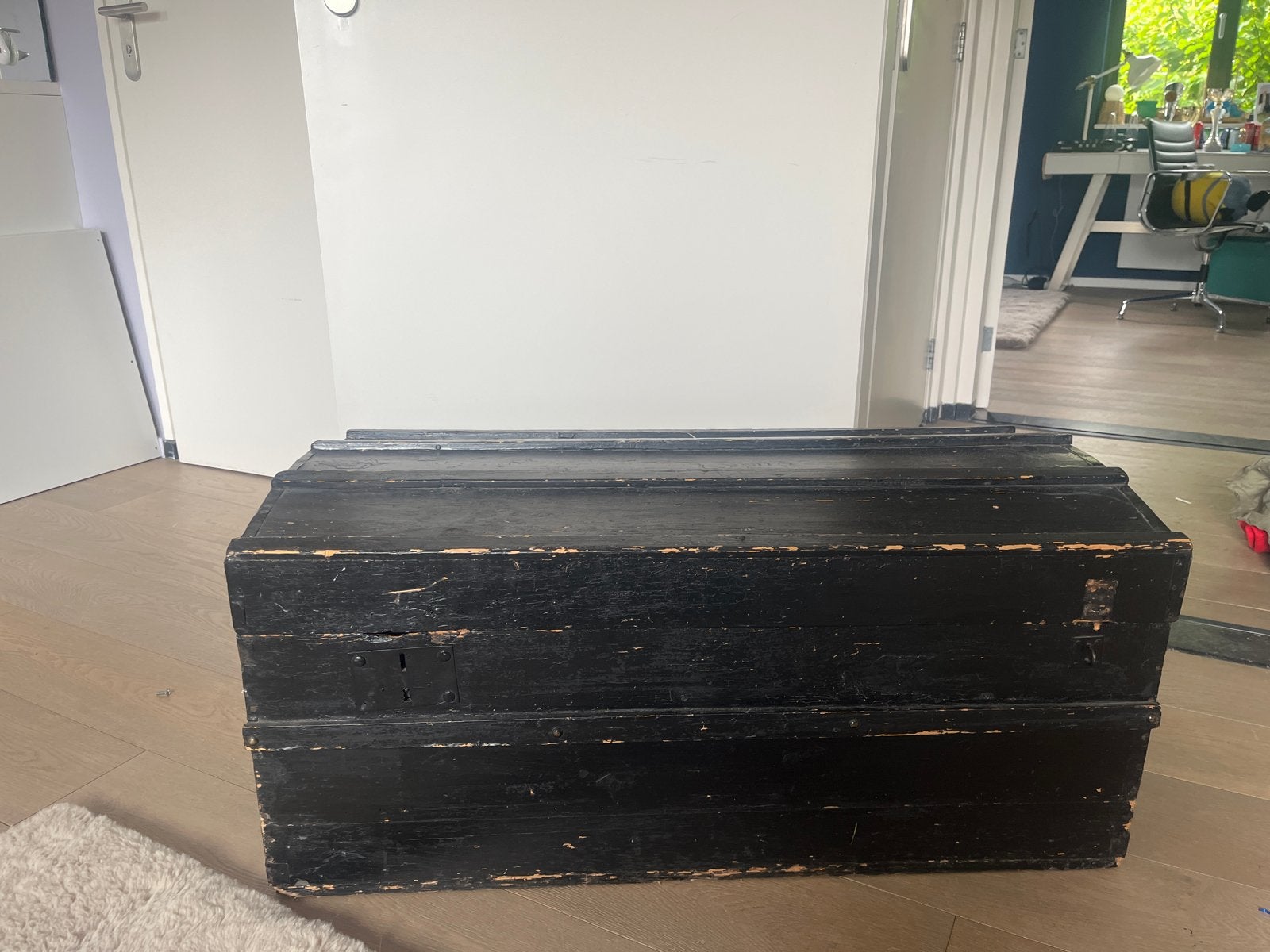 Vintage Zwarte Houten Kist - Decoratieve Opbergkist, Ophalen