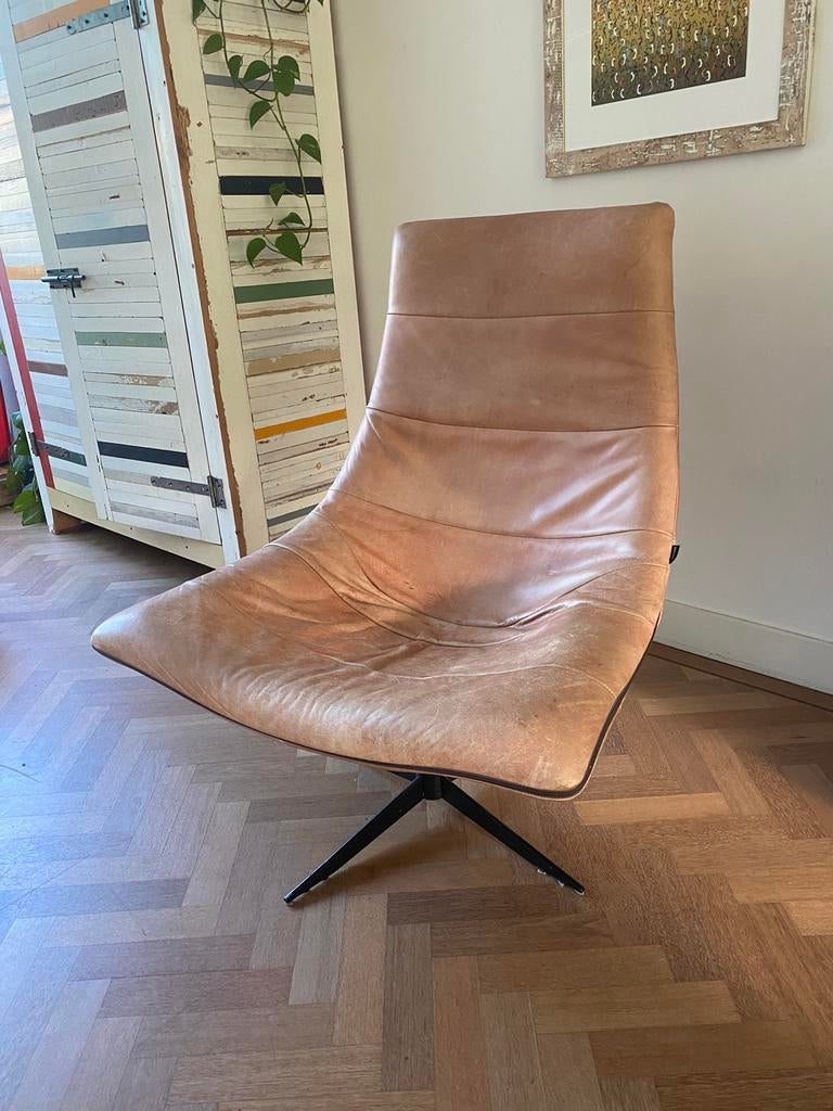 Feauteuil, Bodilson, design, cognac kleur, Ophalen of Verzenden, Zo goed als nieuw, 50 tot 75 cm, Leer