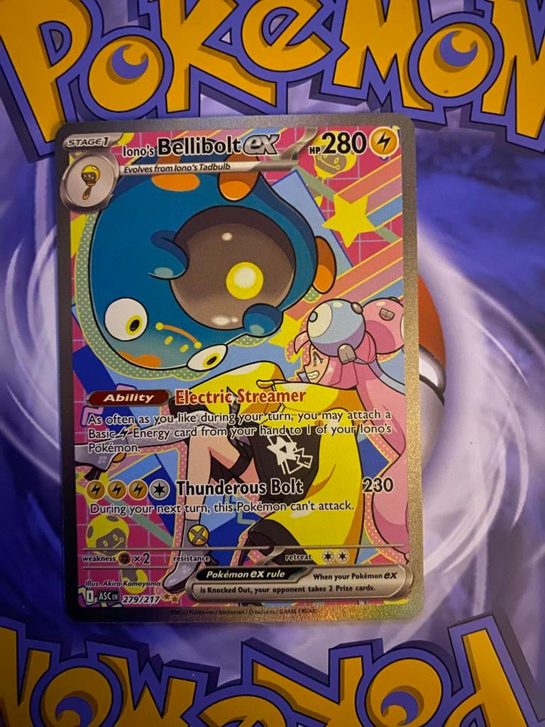 Iono's Bellibolt EX Ascended Heroes 279/217 SIR Pokémon Kaar, Ophalen of Verzenden, Nieuw, Losse kaart, Foil