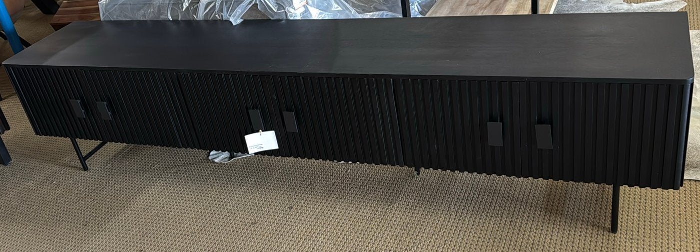 Nieuw zwart TV-meubel REMI – Mangohout, Huis en Inrichting, Kringloopehb41@hotmail.com, 200 cm of meer, Minder dan 100 cm, Metaal