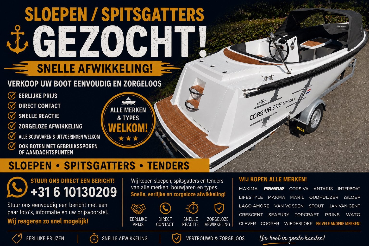 Sloep, Tender of Spitsgatter verkopen?, Watersport en Boten, Ophalen