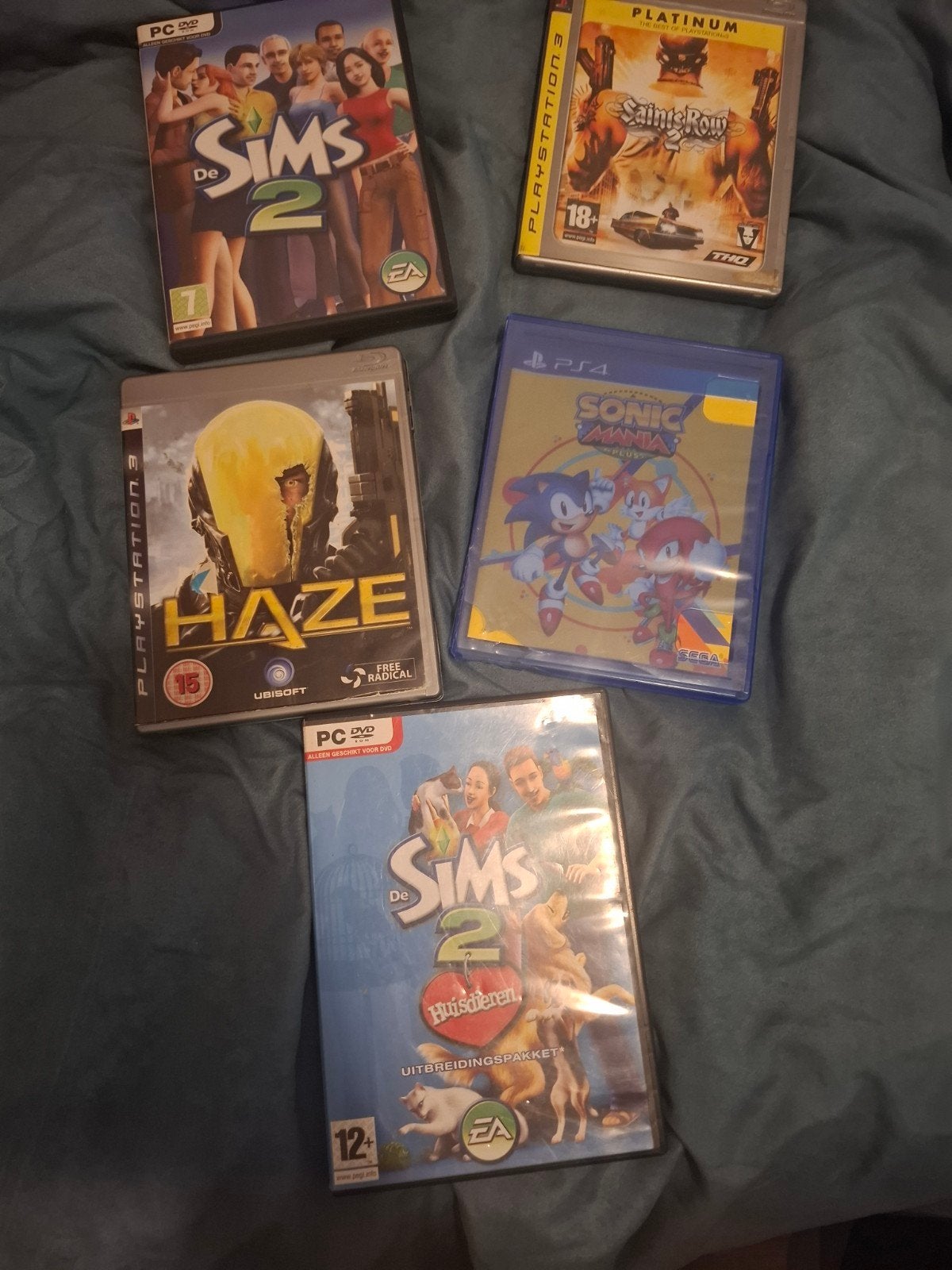 Diverse games: De Sims 2, Saints Row 2, Haze, Sonic Mania, Gebruikt, Vanaf 18 jaar, Overige genres, 1 speler