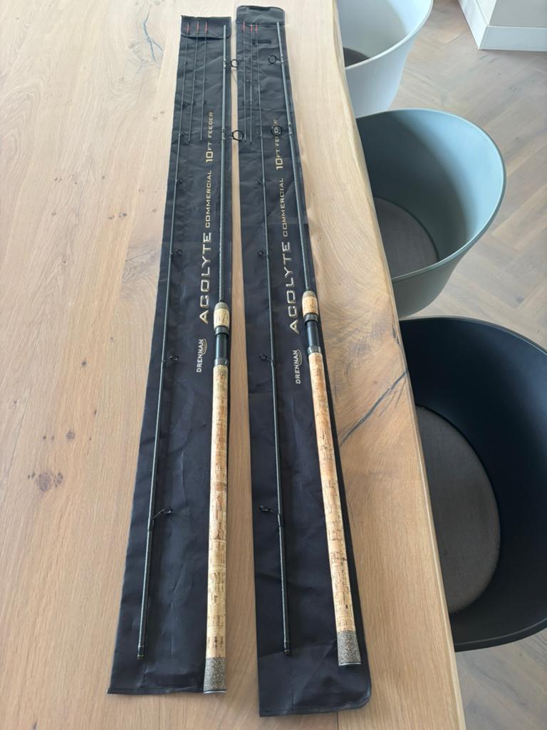 2 x Drennan acolyte commercial feeder 10 feet z.g.a.n., Ophalen of Verzenden, Zo goed als nieuw, Werphengel