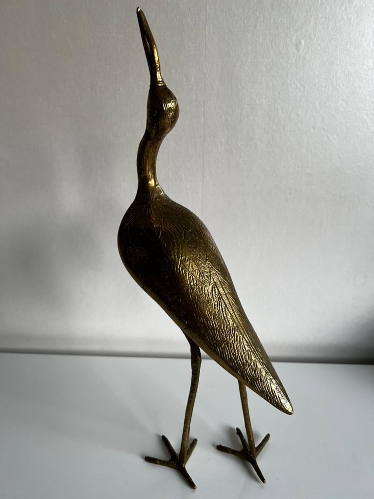 Vintage Grote Kraanvogel Messing Hollywood Regency 70s H38,5, Ophalen of Verzenden