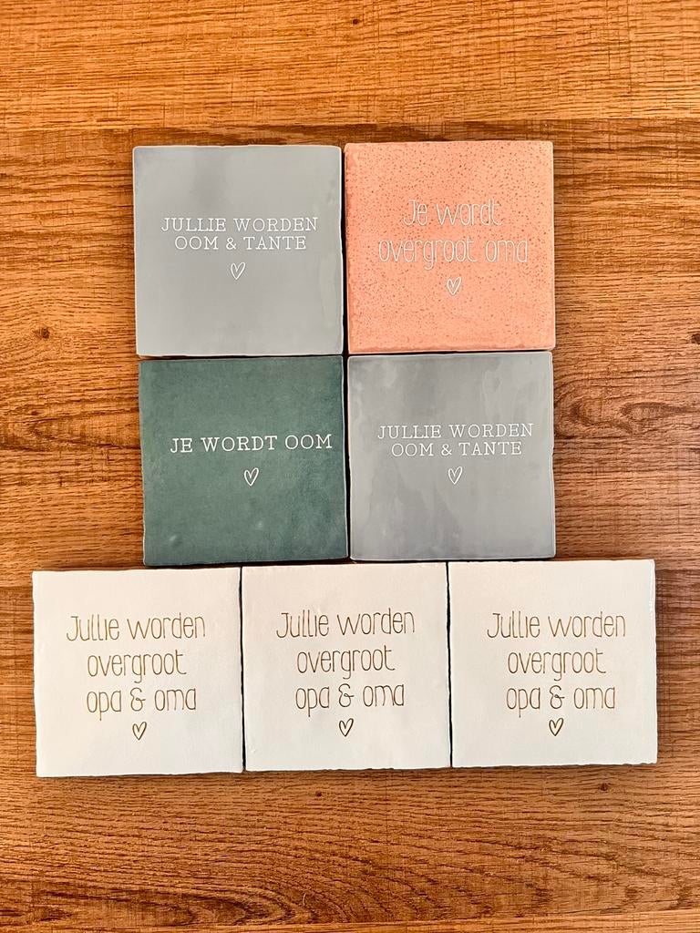 Tegeltjes met tekst 10x10 eigen ontwerp, Ophalen of Verzenden