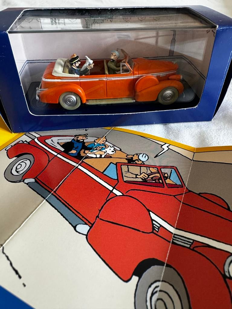Kuifje auto 1/43 Cadillac Fleetwood taxi New Delhi -Tibet, Ophalen of Verzenden, Kuifje, Zo goed als nieuw, Beeldje of Figuurtje