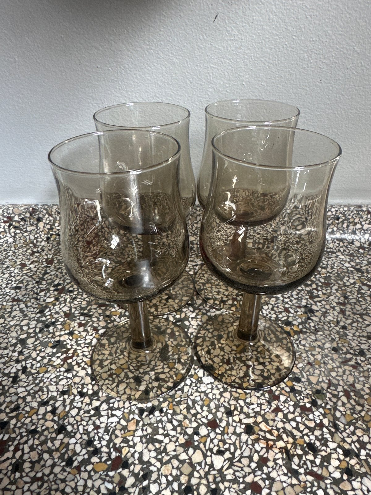 Set van 4 vintage rookglazen wijnglazen Luminarc, Ophalen of Verzenden